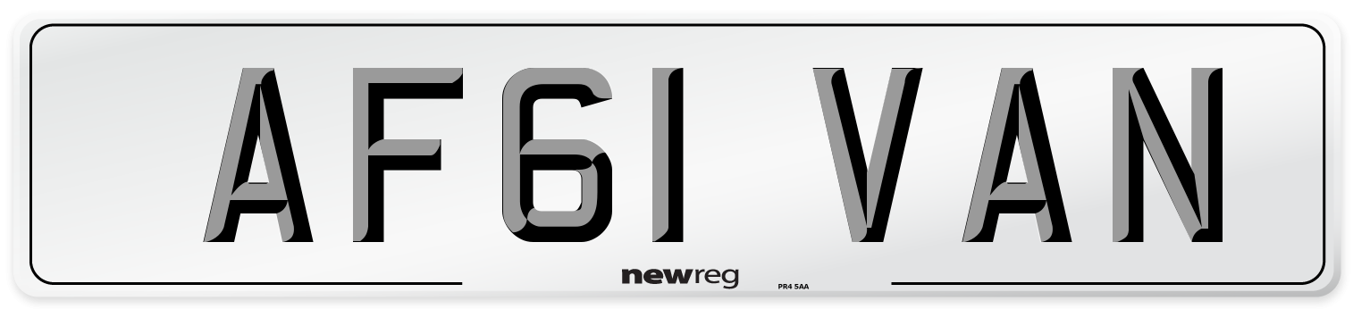 AF61 VAN Number Plate from New Reg